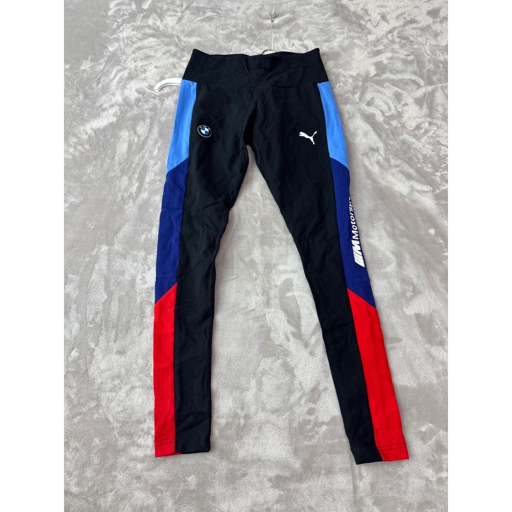 Puma BMW M‎ Motorsport Leggings Black Colorblock Racing Pants Mens Small 1494